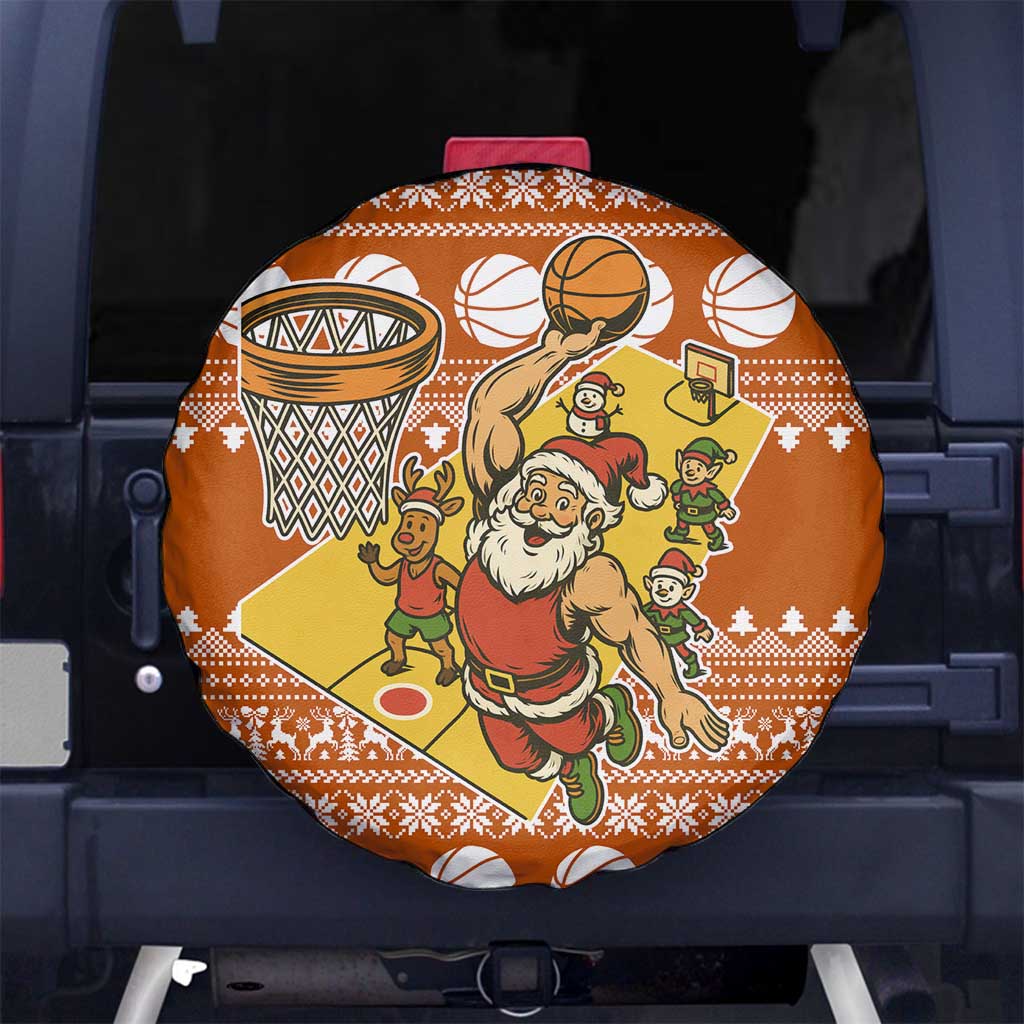 Basketball Santa Claus Christmas Spare Tire Cover Xmas Holiday Patterns - Wonder Print Shop