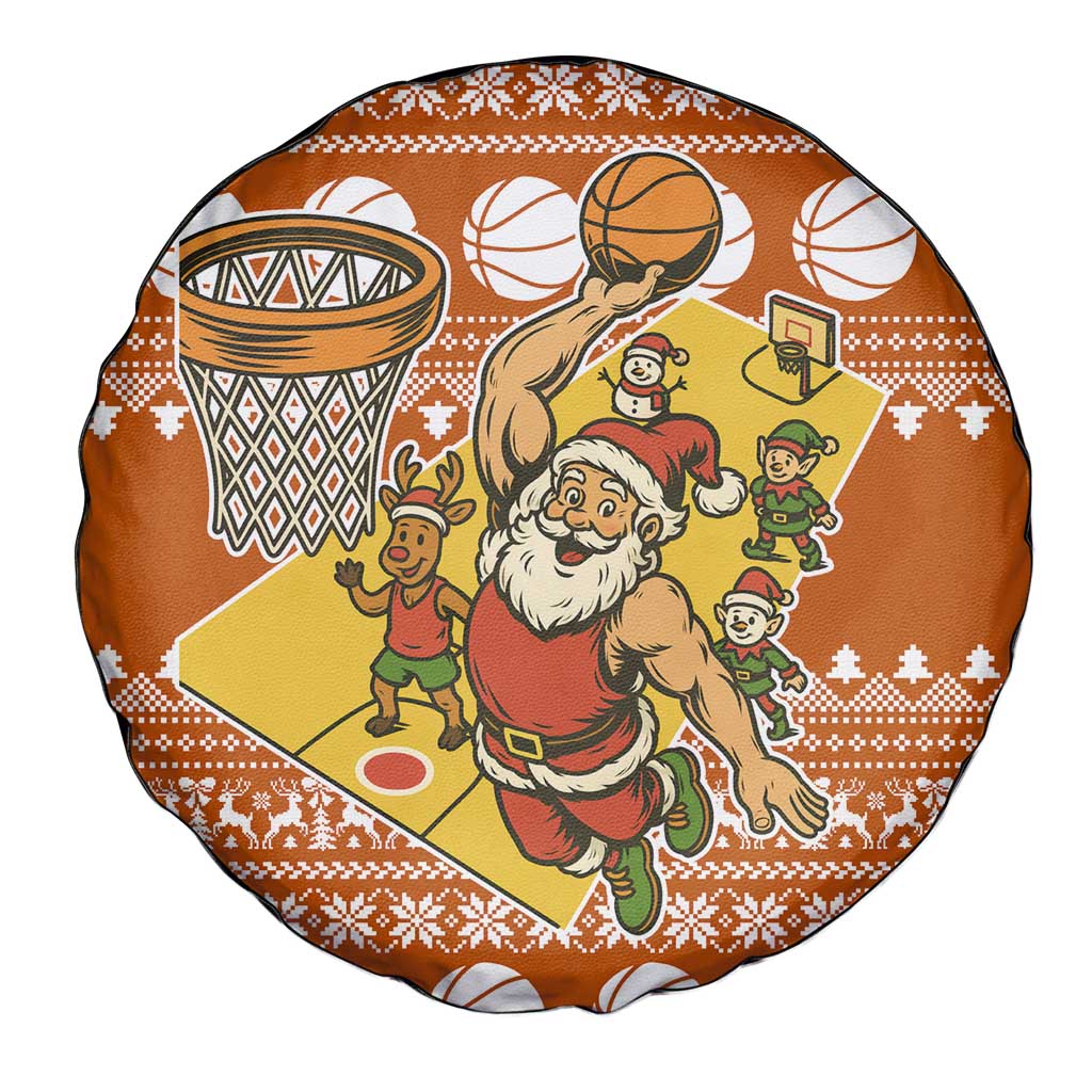 Basketball Santa Claus Christmas Spare Tire Cover Xmas Holiday Patterns - Wonder Print Shop