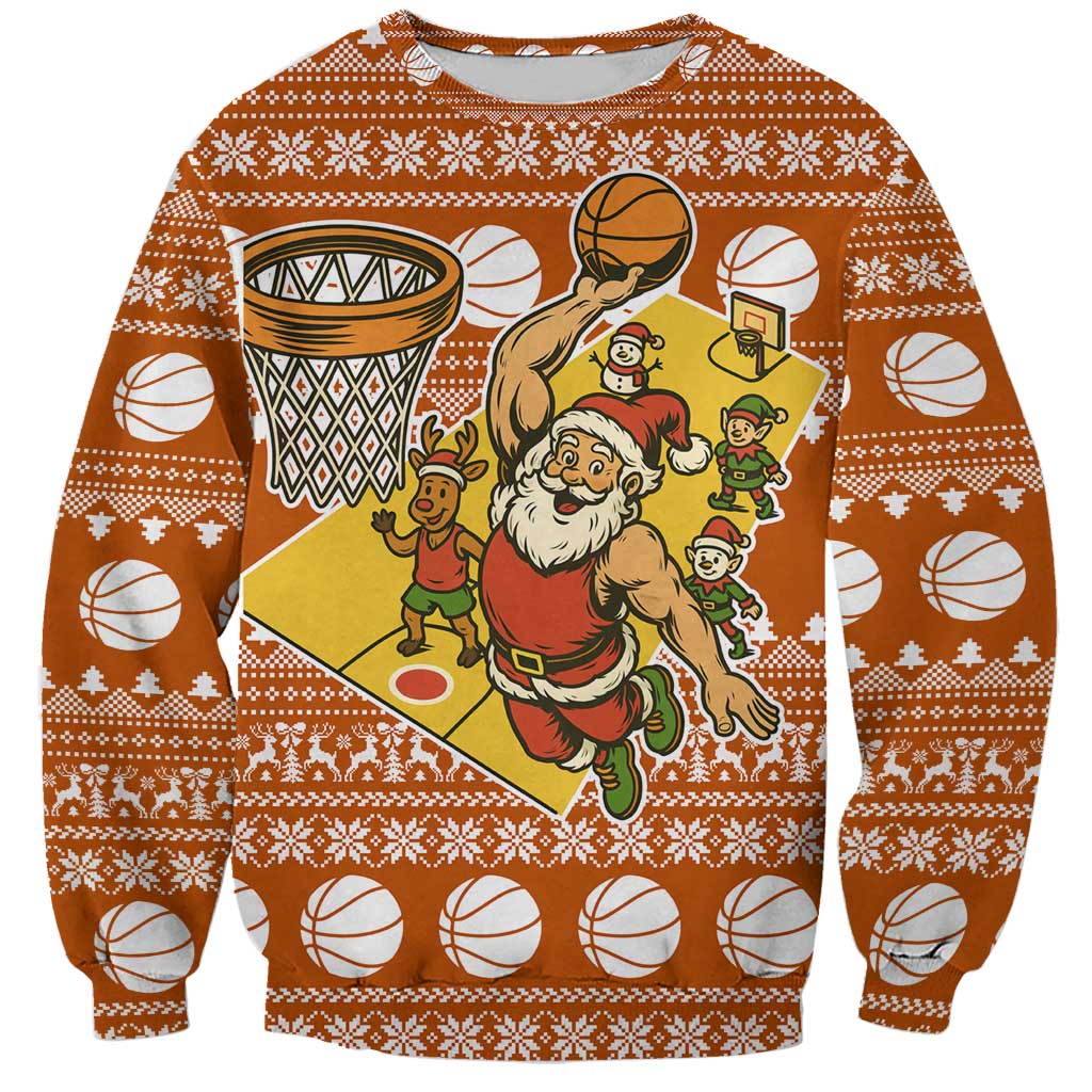 Basketball Santa Claus Christmas Sweatshirt Xmas Holiday Patterns - Wonder Print Shop