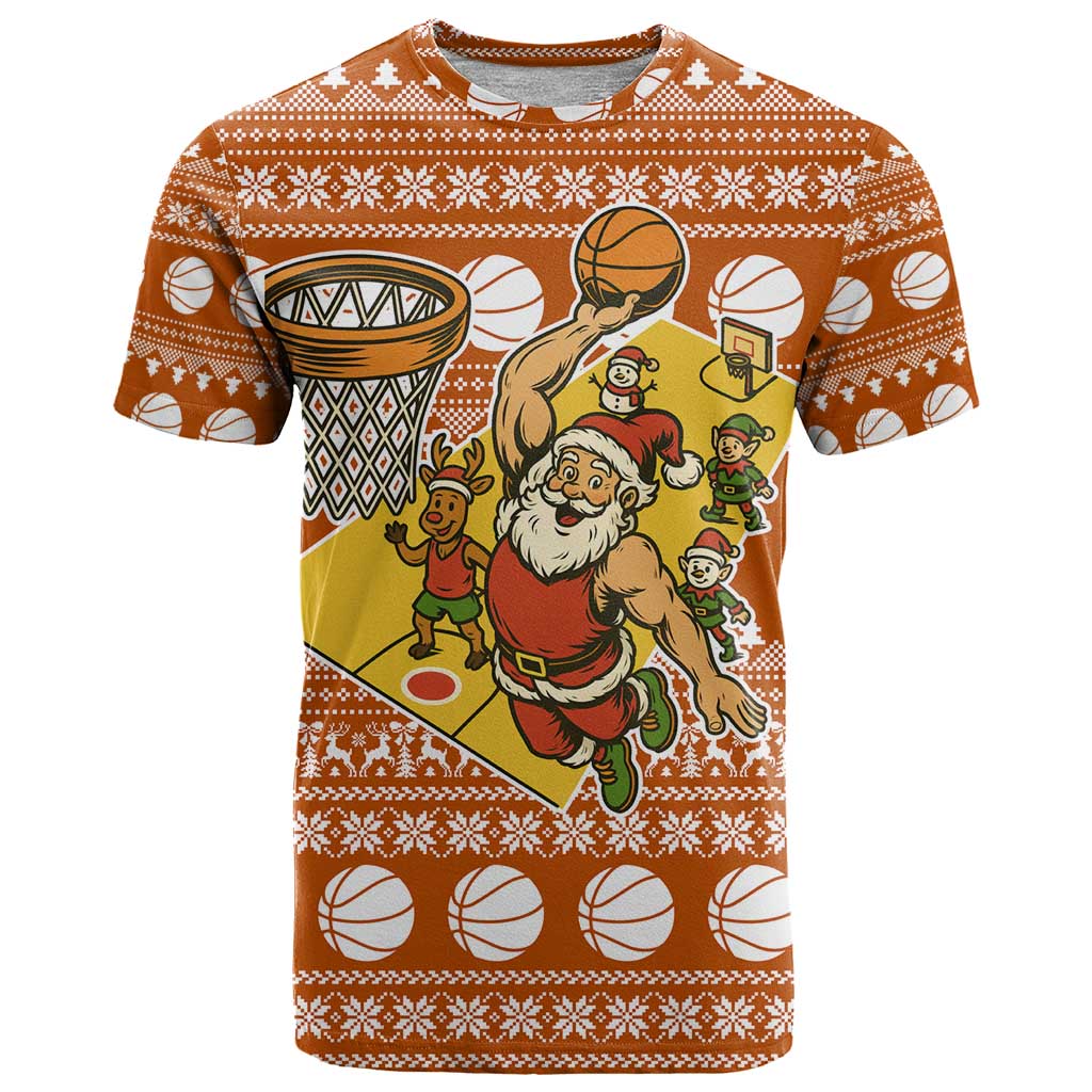 Basketball Santa Claus Christmas T Shirt Xmas Holiday Patterns - Wonder Print Shop