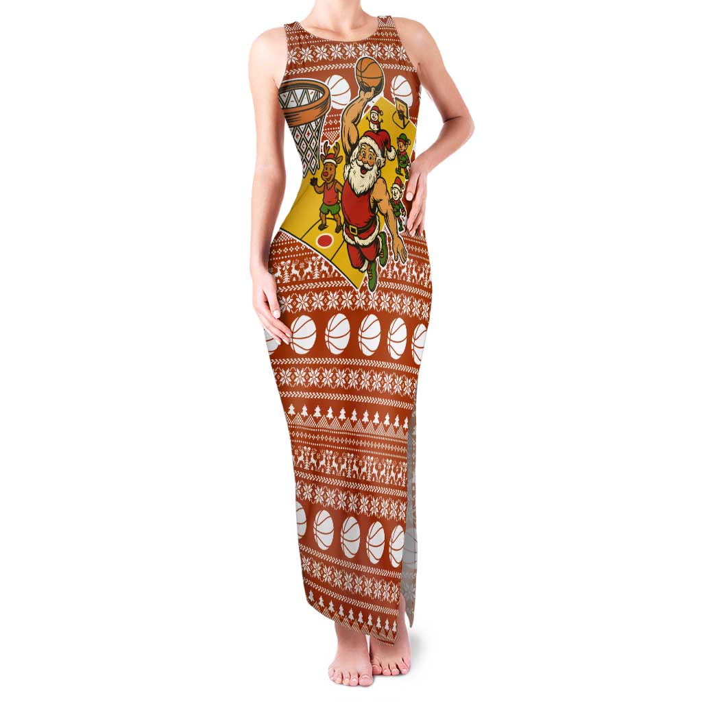 Basketball Santa Claus Christmas Tank Maxi Dress Xmas Holiday Patterns - Wonder Print Shop