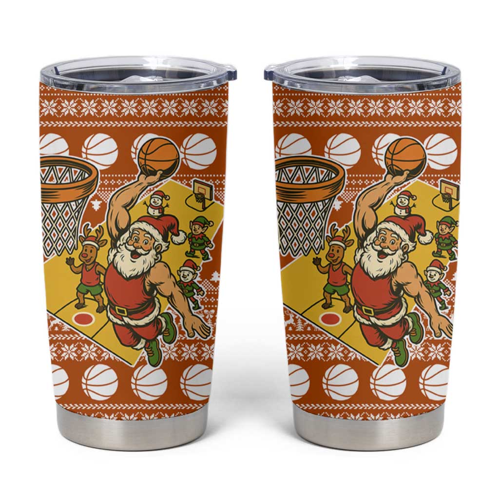 Basketball Santa Claus Christmas Tumbler Cup Xmas Holiday Patterns - Wonder Print Shop