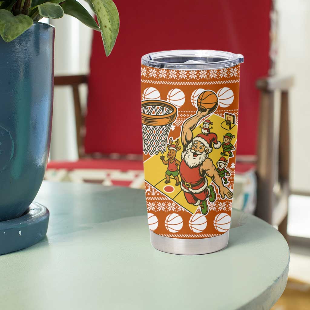 Basketball Santa Claus Christmas Tumbler Cup Xmas Holiday Patterns - Wonder Print Shop