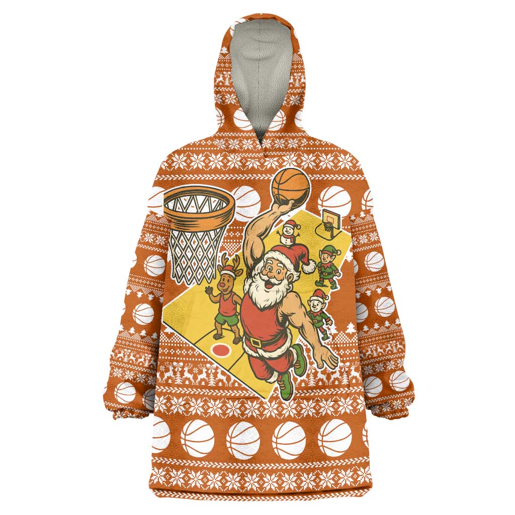Basketball Santa Claus Christmas Wearable Blanket Hoodie Xmas Holiday Patterns - Wonder Print Shop