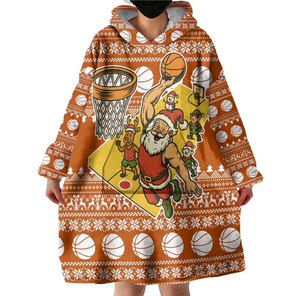 Basketball Santa Claus Christmas Wearable Blanket Hoodie Xmas Holiday Patterns - Wonder Print Shop