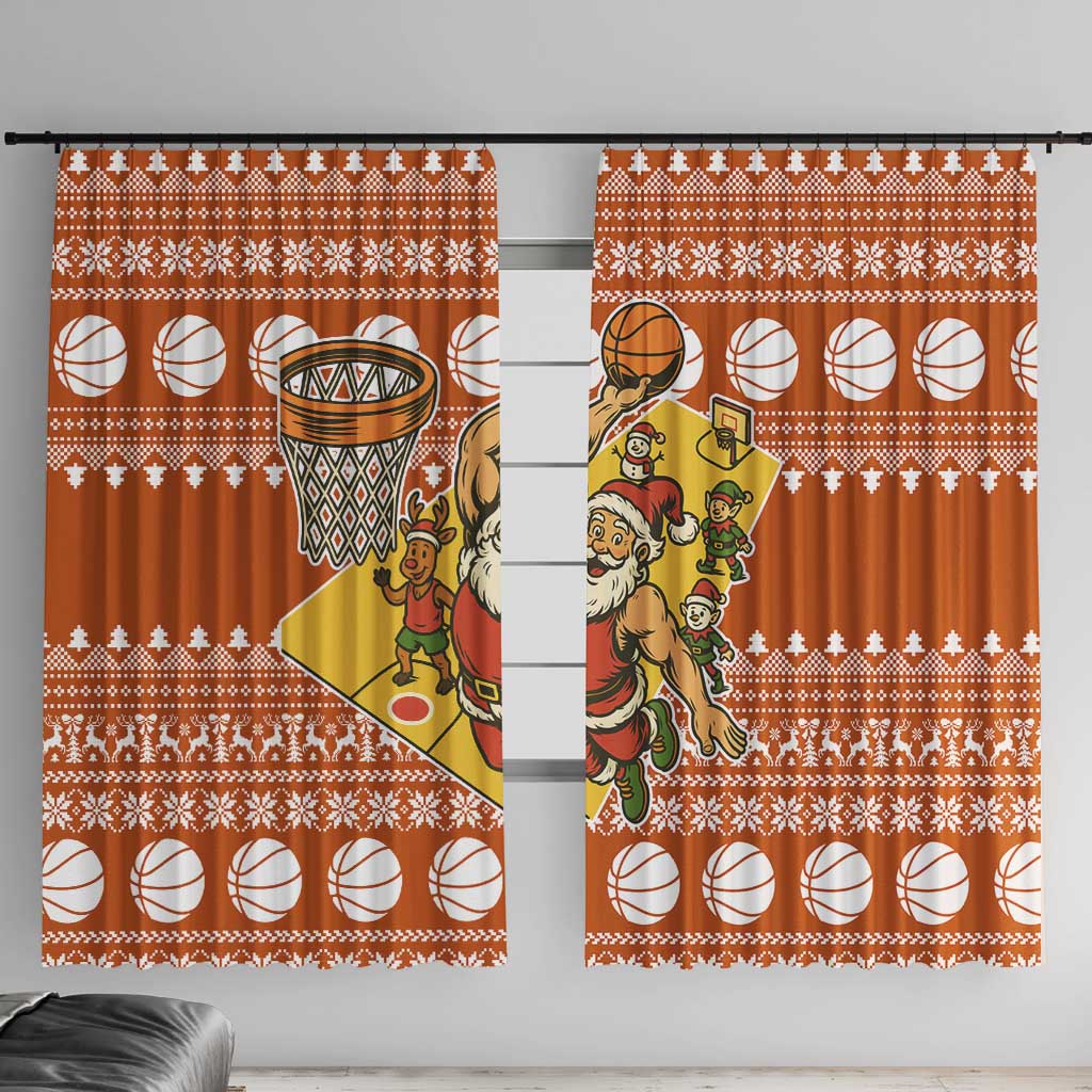 Basketball Santa Claus Christmas Window Curtain Xmas Holiday Patterns - Wonder Print Shop