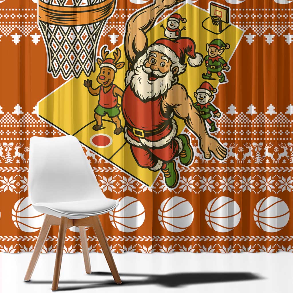 Basketball Santa Claus Christmas Window Curtain Xmas Holiday Patterns - Wonder Print Shop