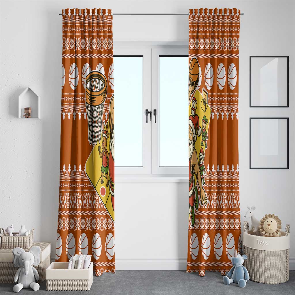 Basketball Santa Claus Christmas Window Curtain Xmas Holiday Patterns - Wonder Print Shop