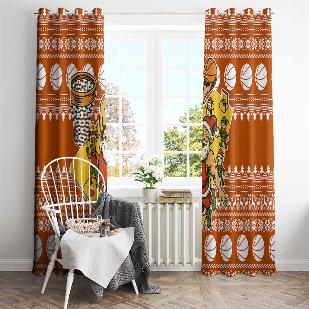 Basketball Santa Claus Christmas Window Curtain Xmas Holiday Patterns - Wonder Print Shop
