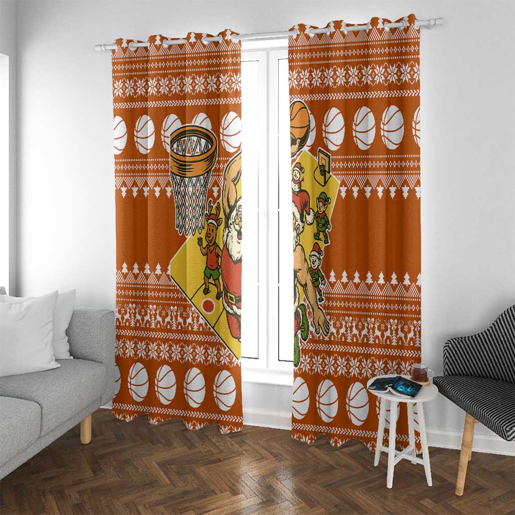 Basketball Santa Claus Christmas Window Curtain Xmas Holiday Patterns - Wonder Print Shop