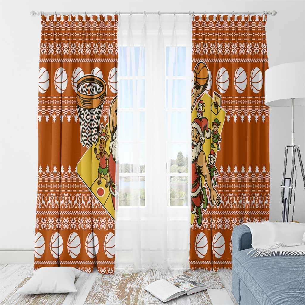 Basketball Santa Claus Christmas Window Curtain Xmas Holiday Patterns - Wonder Print Shop