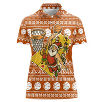 Basketball Santa Claus Christmas Women Polo Shirt Xmas Holiday Patterns - Wonder Print Shop