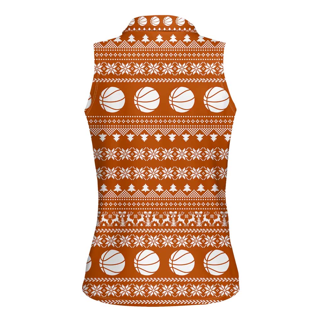 Basketball Santa Claus Christmas Women Sleeveless Polo Shirt Xmas Holiday Patterns - Wonder Print Shop