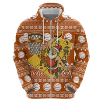 Basketball Santa Claus Christmas Zip Hoodie Xmas Holiday Patterns - Wonder Print Shop