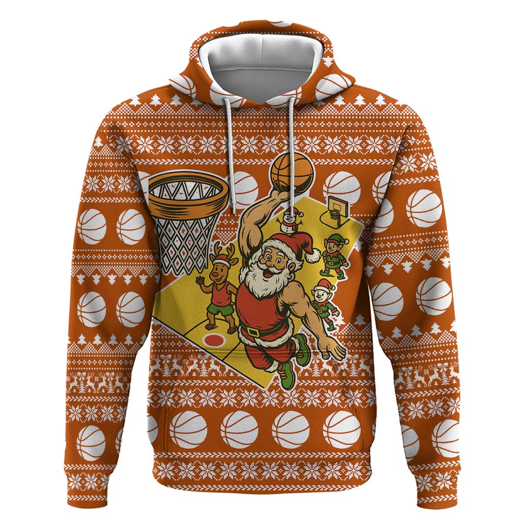 Basketball Santa Claus Christmas Zip Hoodie Xmas Holiday Patterns - Wonder Print Shop