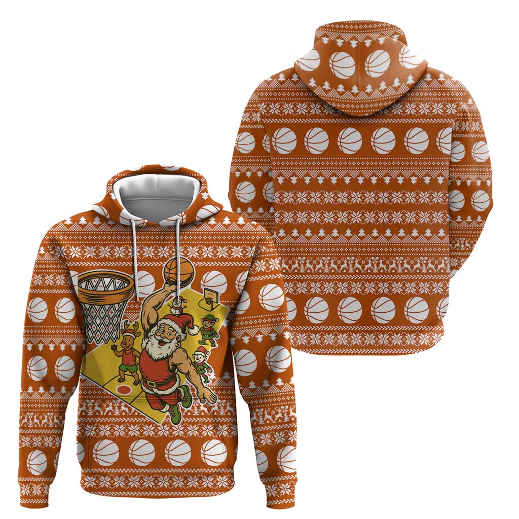 Basketball Santa Claus Christmas Zip Hoodie Xmas Holiday Patterns - Wonder Print Shop