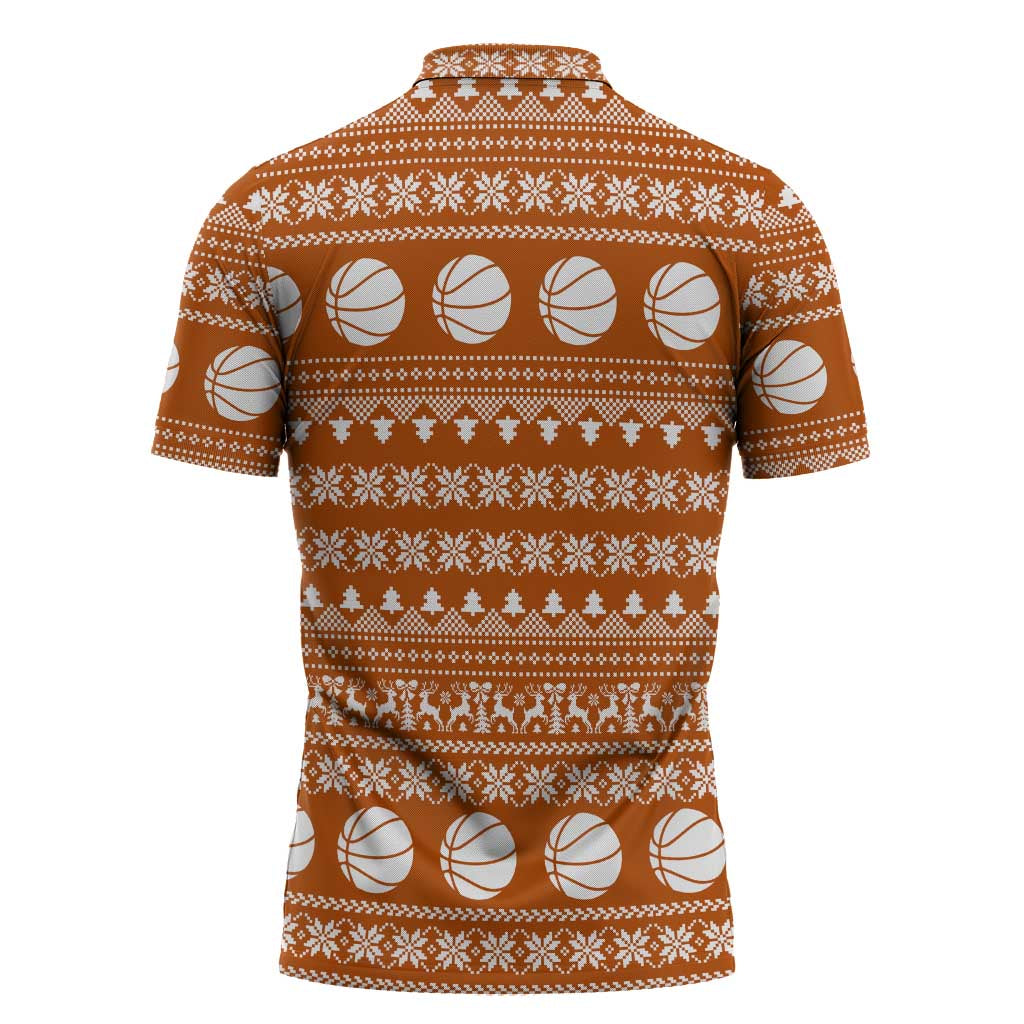 Basketball Santa Claus Christmas Zipper Polo Shirt Xmas Holiday Patterns - Wonder Print Shop