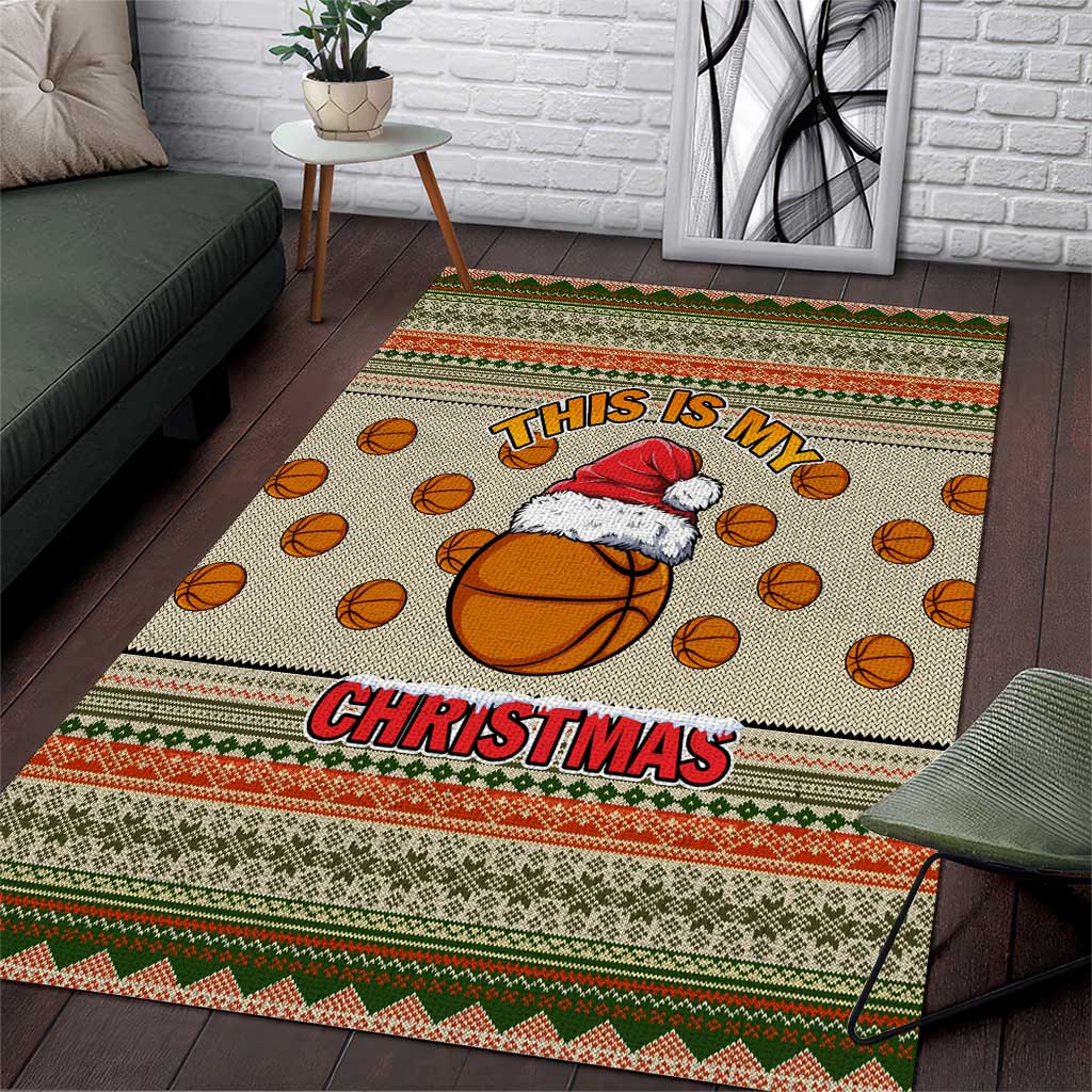 Basketball Winter Christmas Area Rug Xmas Holiday Patterns - Wonder Print Shop