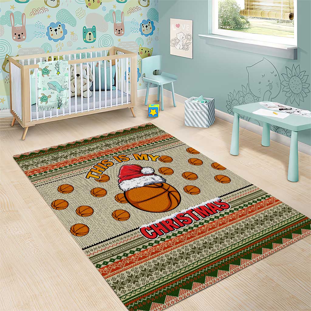 Basketball Winter Christmas Area Rug Xmas Holiday Patterns - Wonder Print Shop