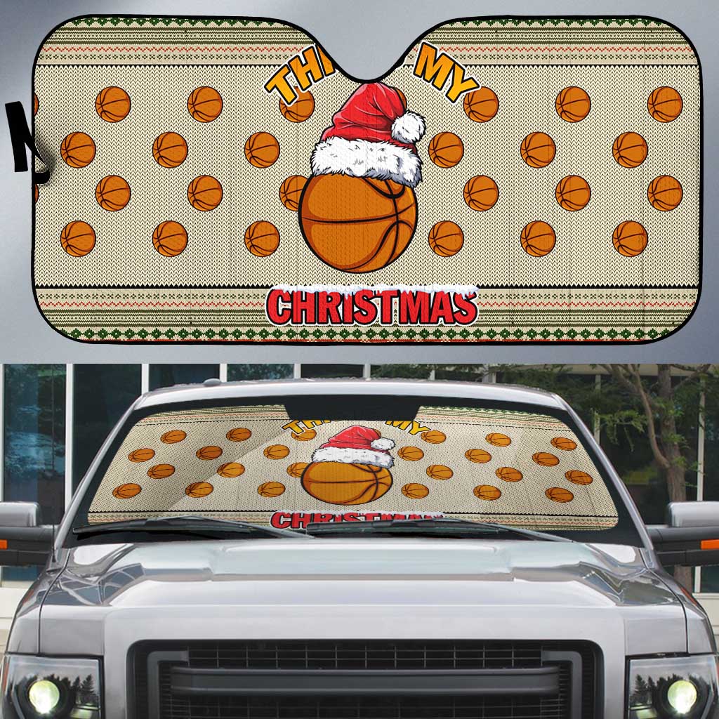 Basketball Winter Christmas Auto Sun Shade Xmas Holiday Patterns - Wonder Print Shop