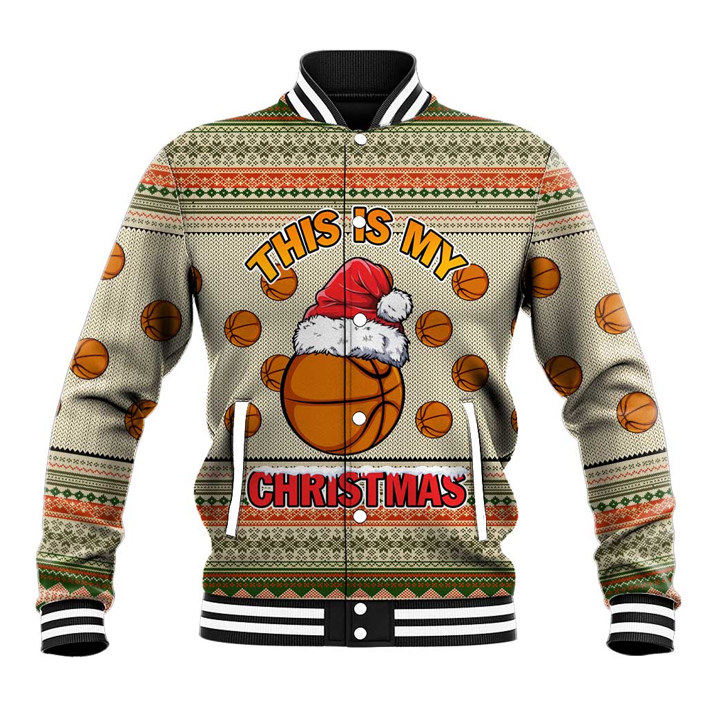 Basketball Winter Christmas Baseball Jacket Xmas Holiday Patterns - Wonder Print Shop
