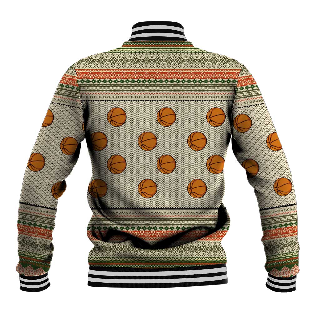 Basketball Winter Christmas Baseball Jacket Xmas Holiday Patterns - Wonder Print Shop