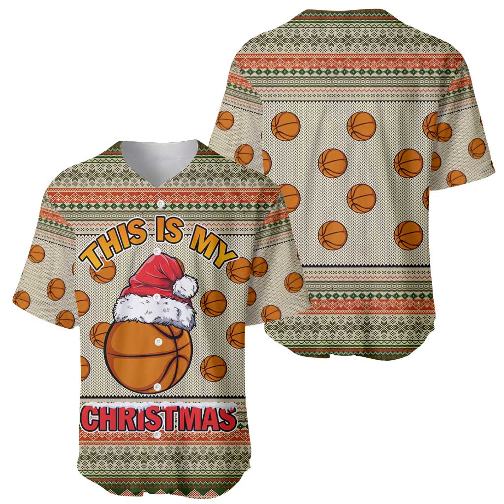 Basketball Winter Christmas Baseball Jersey Xmas Holiday Patterns - Wonder Print Shop