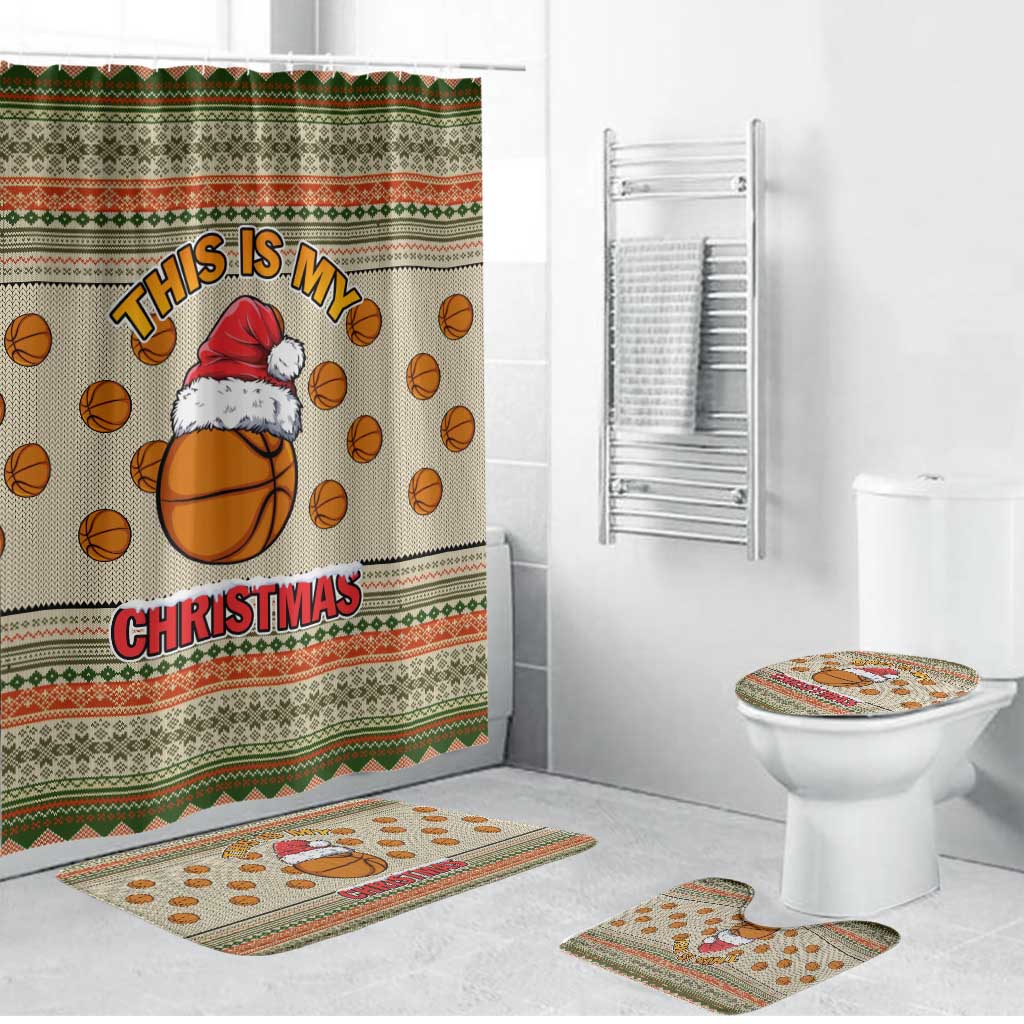 Basketball Winter Christmas Bathroom Set Xmas Holiday Patterns - Wonder Print Shop