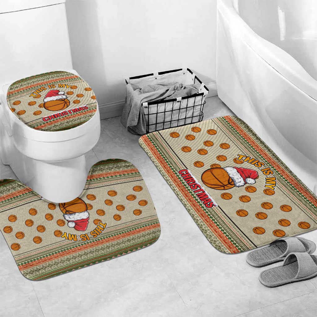 Basketball Winter Christmas Bathroom Set Xmas Holiday Patterns - Wonder Print Shop