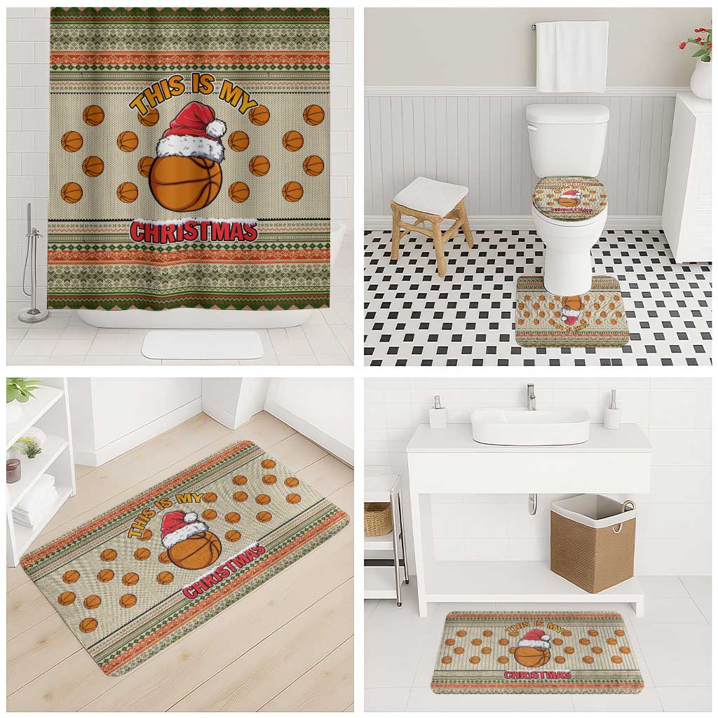 Basketball Winter Christmas Bathroom Set Xmas Holiday Patterns - Wonder Print Shop