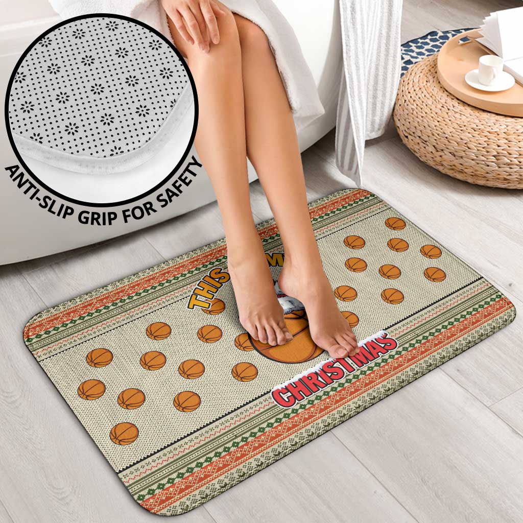 Basketball Winter Christmas Bathroom Set Xmas Holiday Patterns - Wonder Print Shop