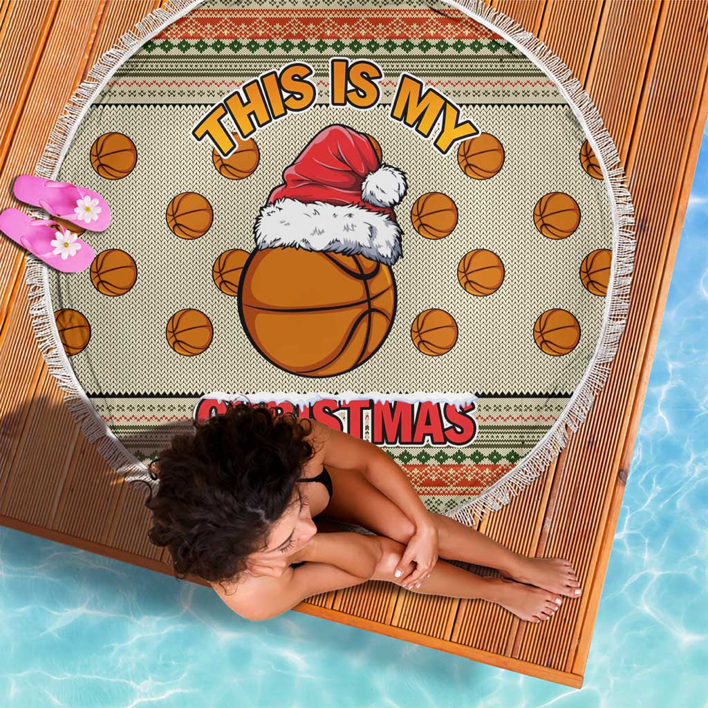 Basketball Winter Christmas Beach Blanket Xmas Holiday Patterns - Wonder Print Shop