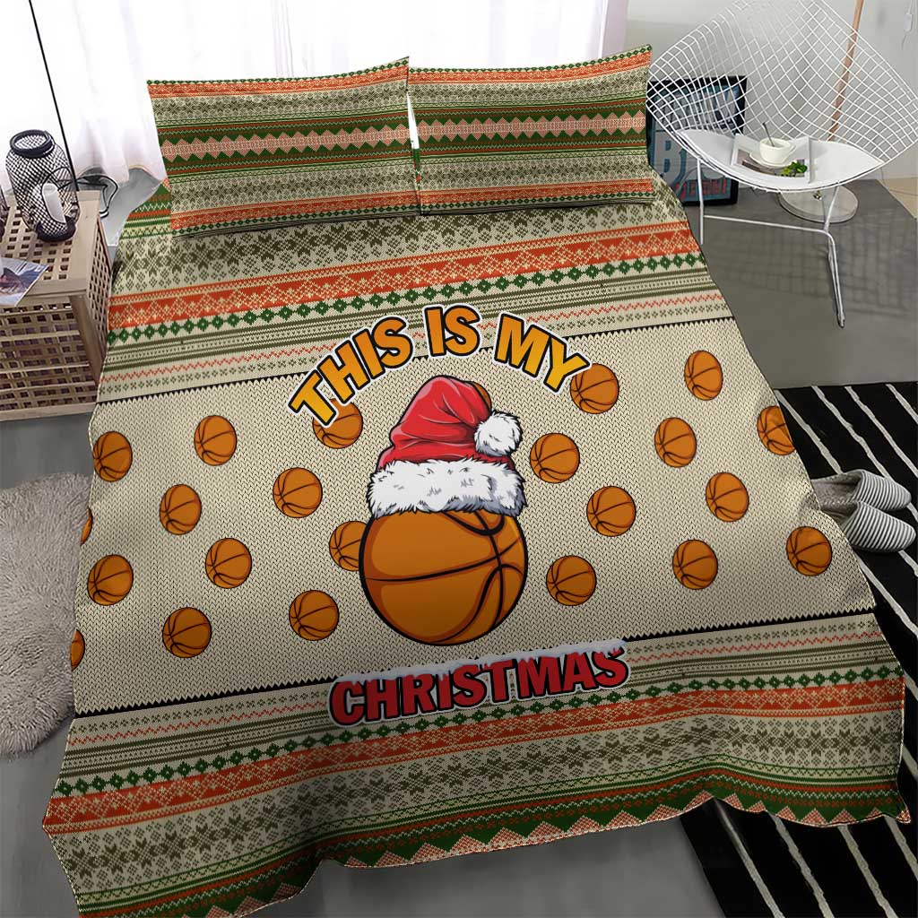 Basketball Winter Christmas Bedding Set Xmas Holiday Patterns - Wonder Print Shop