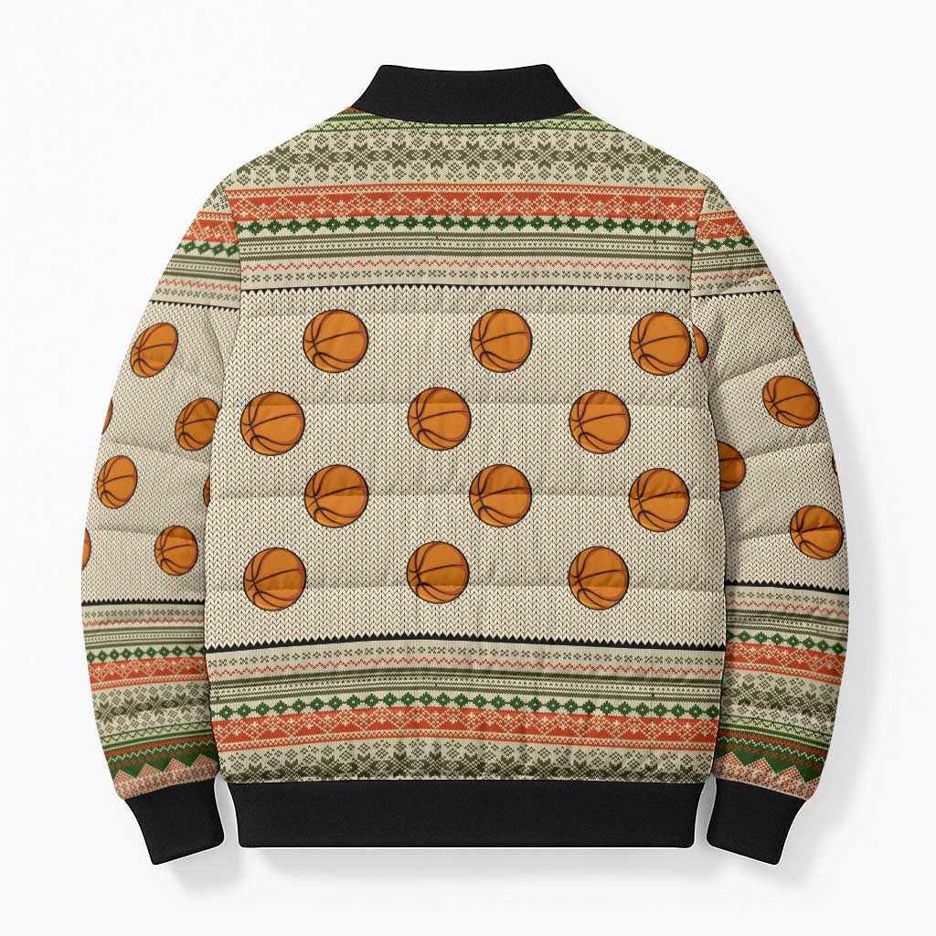 Basketball Winter Christmas Bomber Puffer Jacket Xmas Holiday Patterns - Wonder Print Shop