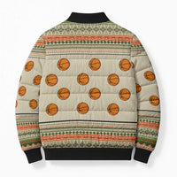 Basketball Winter Christmas Bomber Puffer Jacket Xmas Holiday Patterns - Wonder Print Shop