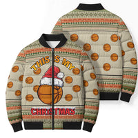 Basketball Winter Christmas Bomber Puffer Jacket Xmas Holiday Patterns - Wonder Print Shop