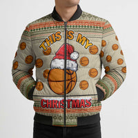 Basketball Winter Christmas Bomber Puffer Jacket Xmas Holiday Patterns - Wonder Print Shop