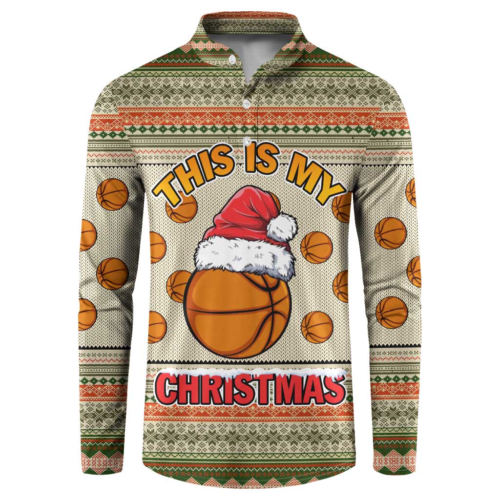 Basketball Winter Christmas Button Sweatshirt Xmas Holiday Patterns - Wonder Print Shop