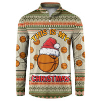 Basketball Winter Christmas Button Sweatshirt Xmas Holiday Patterns - Wonder Print Shop