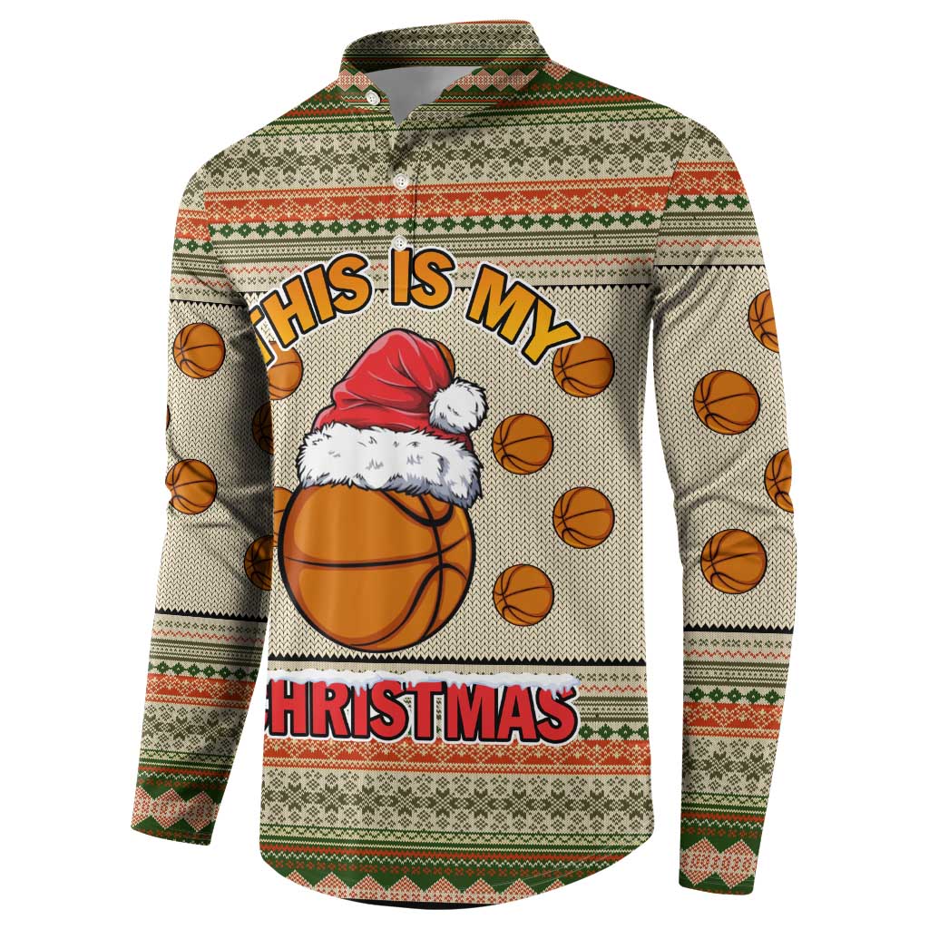 Basketball Winter Christmas Button Sweatshirt Xmas Holiday Patterns - Wonder Print Shop