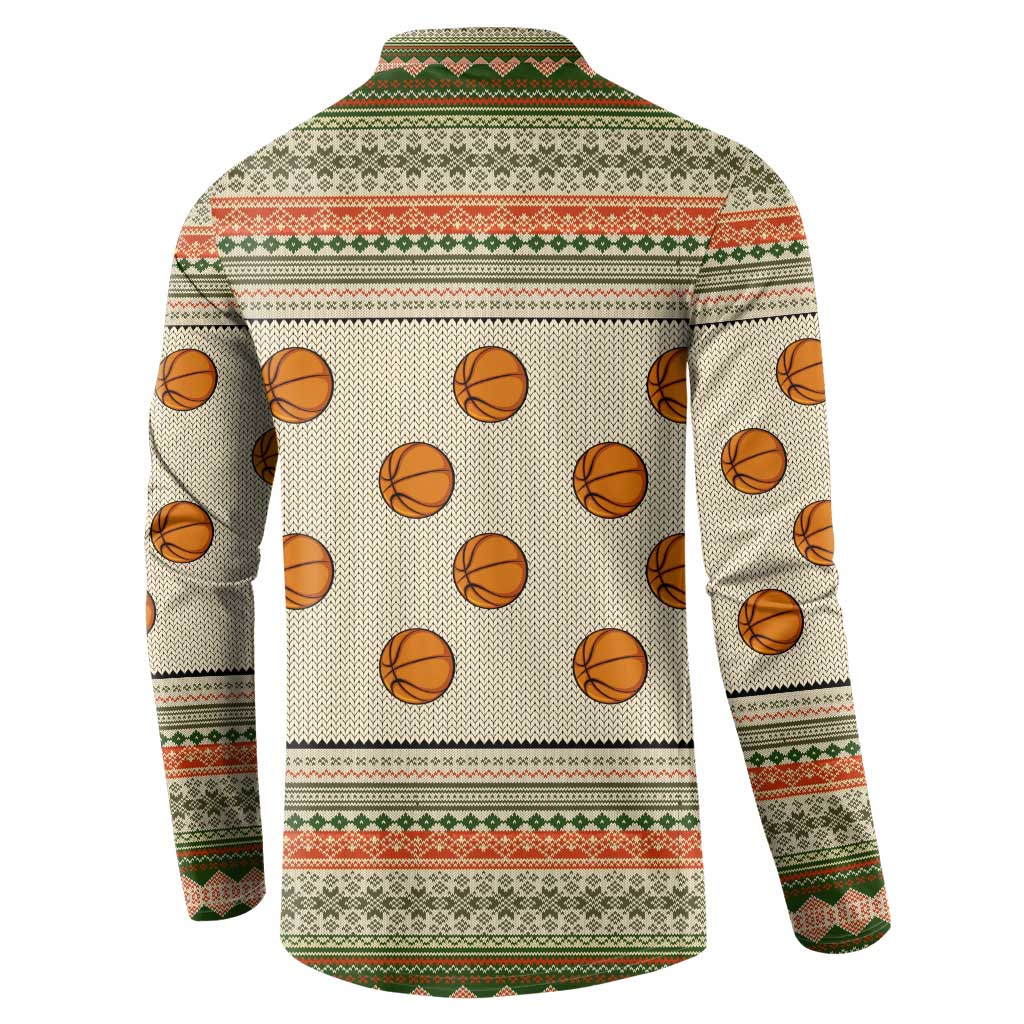 Basketball Winter Christmas Button Sweatshirt Xmas Holiday Patterns - Wonder Print Shop