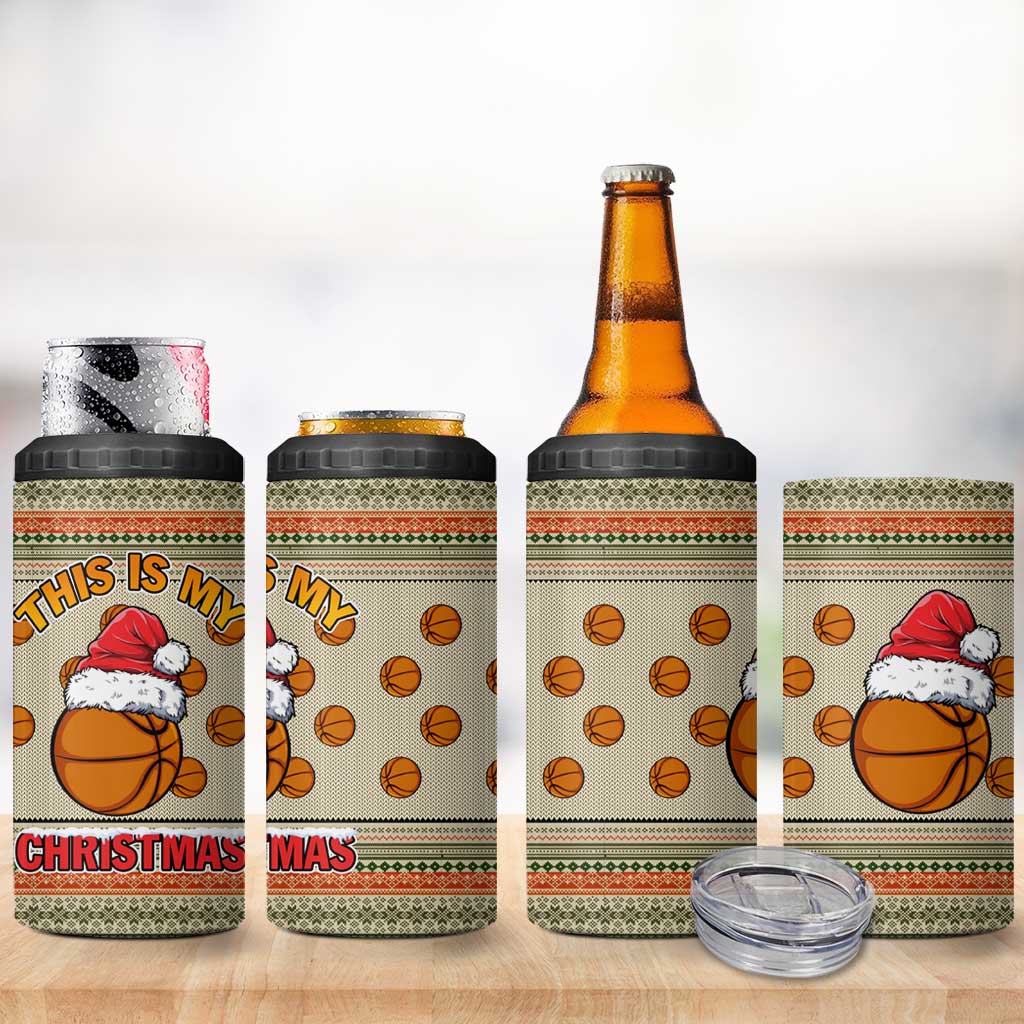 Basketball Winter Christmas 4 in 1 Can Cooler Tumbler Xmas Holiday Patterns - Wonder Print Shop