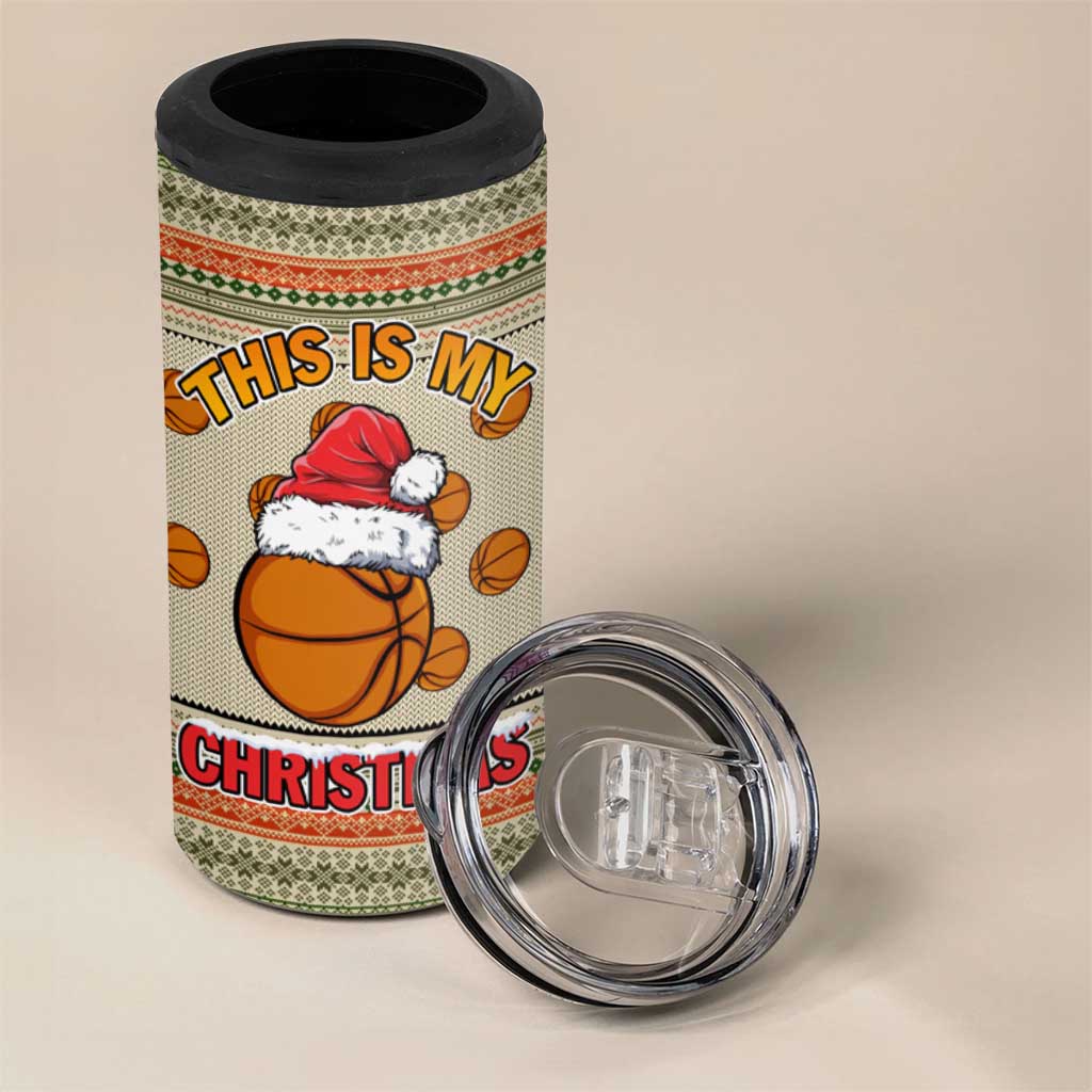 Basketball Winter Christmas 4 in 1 Can Cooler Tumbler Xmas Holiday Patterns - Wonder Print Shop