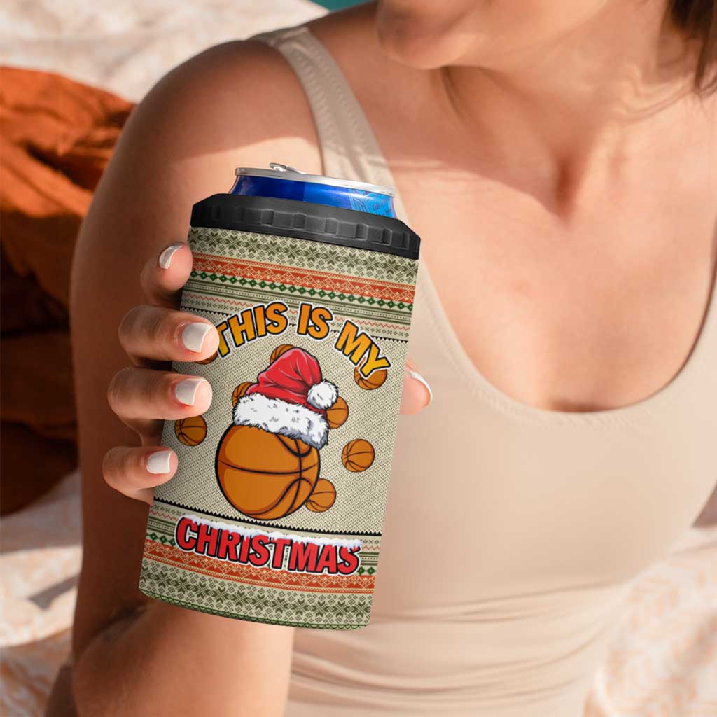 Basketball Winter Christmas 4 in 1 Can Cooler Tumbler Xmas Holiday Patterns - Wonder Print Shop