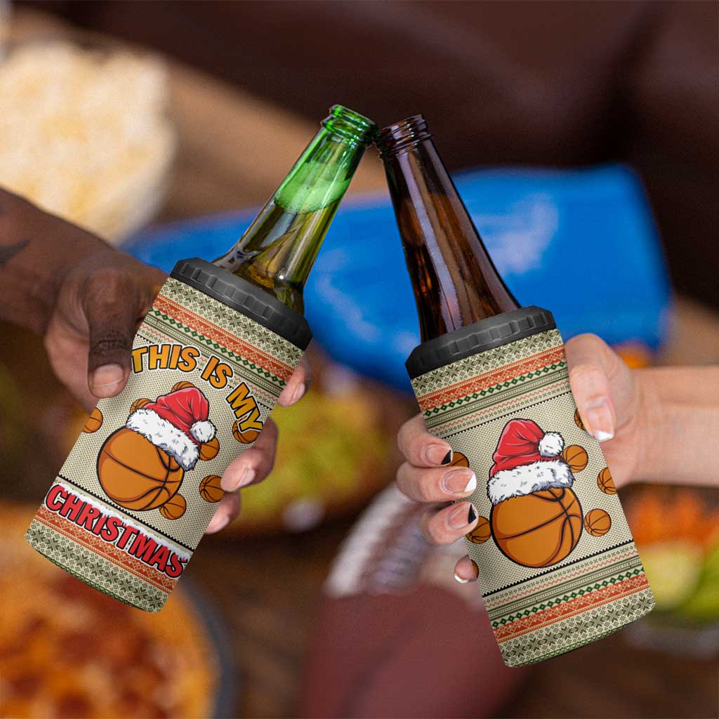 Basketball Winter Christmas 4 in 1 Can Cooler Tumbler Xmas Holiday Patterns - Wonder Print Shop