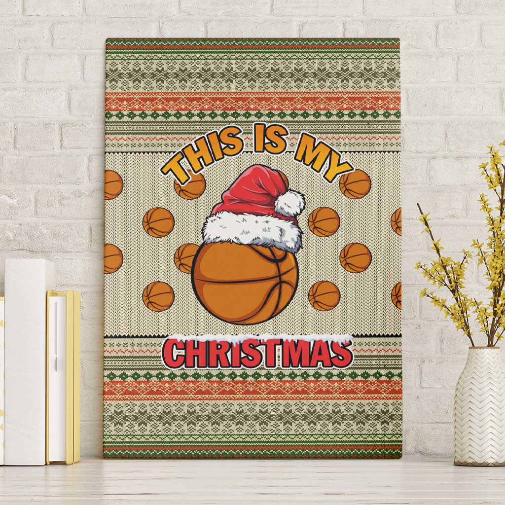 Basketball Winter Christmas Canvas Wall Art Xmas Holiday Patterns - Wonder Print Shop