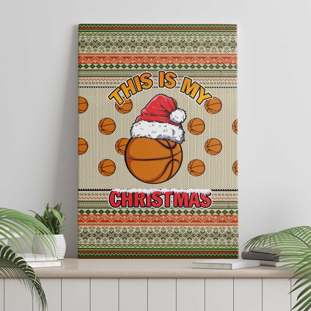 Basketball Winter Christmas Canvas Wall Art Xmas Holiday Patterns - Wonder Print Shop