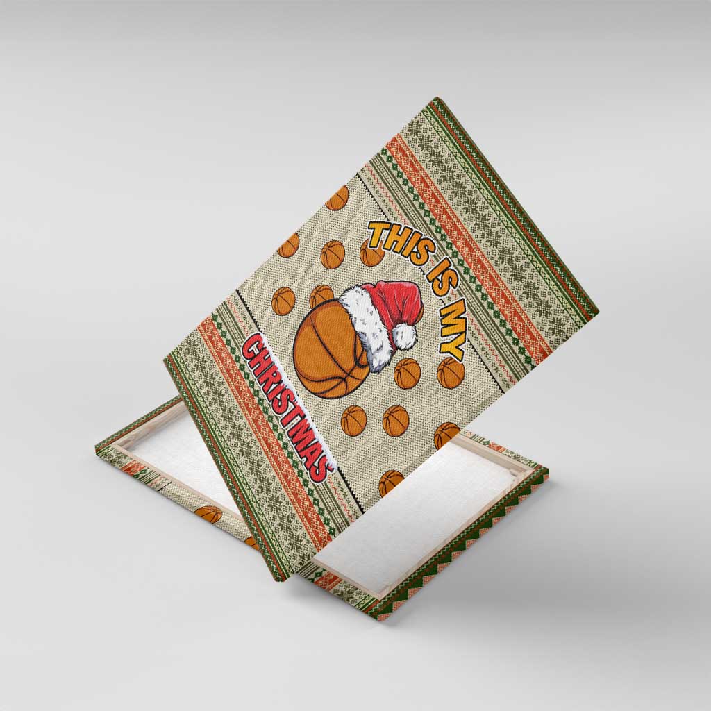 Basketball Winter Christmas Canvas Wall Art Xmas Holiday Patterns - Wonder Print Shop