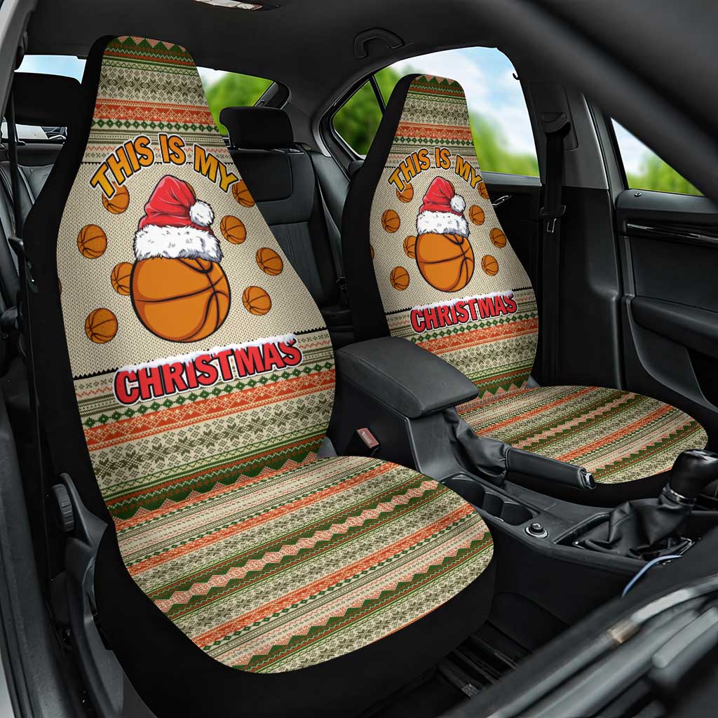 Basketball Winter Christmas Car Seat Cover Xmas Holiday Patterns - Wonder Print Shop