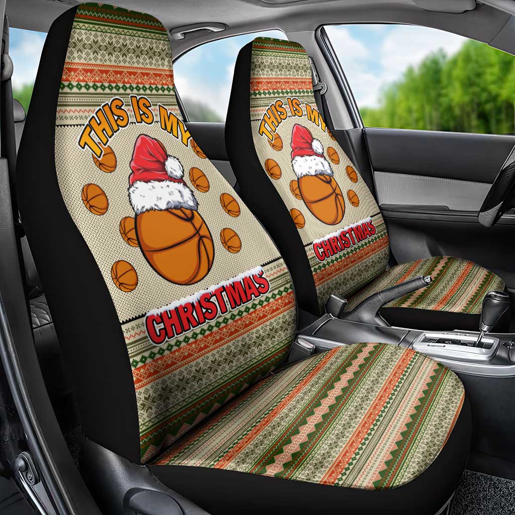Basketball Winter Christmas Car Seat Cover Xmas Holiday Patterns - Wonder Print Shop